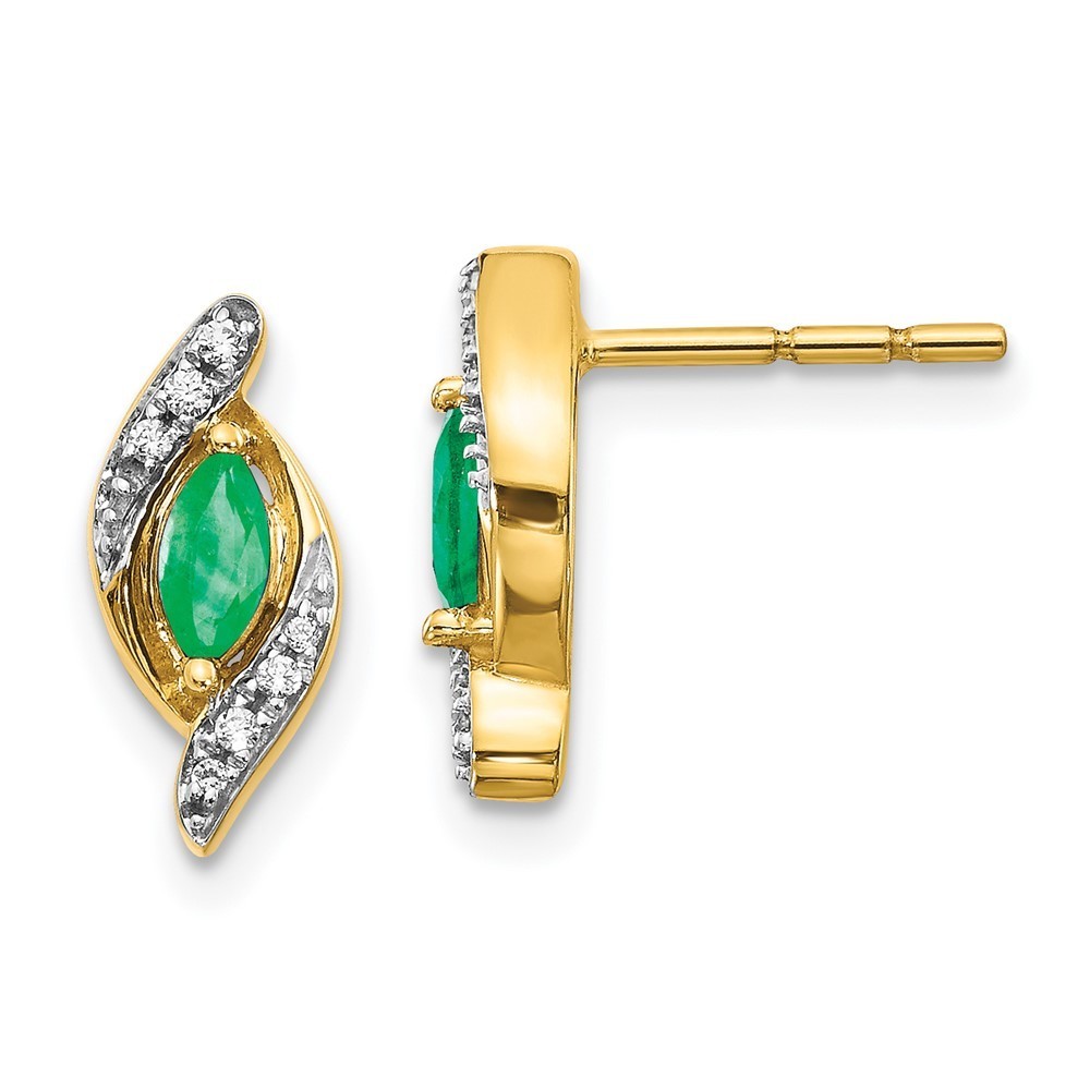 Million Charms 14k Yellow Gold 115ct Diamond And Green Emerald Earrings 802$